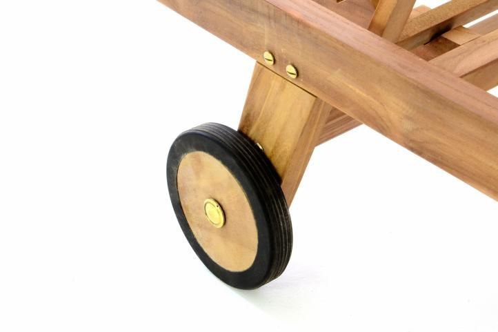 Regulowany leżak z drewna tekowego z kółkami, składany 200m